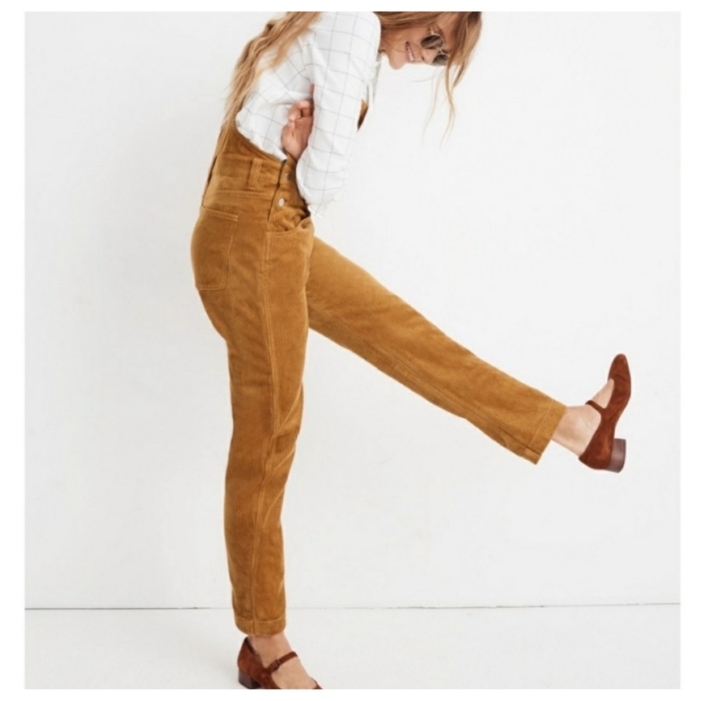 Madewell Straight‎ Leg Corduroy Overalls S Antique Gold